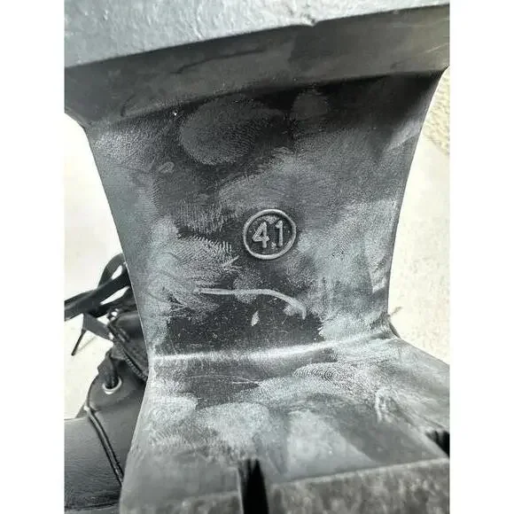 Black Lace Trim Heeled Combat Boots Goth Punk Grunge Alt Platform Chunky Sz 41 - Picture 5 of 7